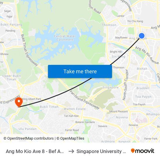 Ang Mo Kio Ave 8 - Bef Ang Mo Kio Stn Exit B (54399) to Singapore University Of Social Sciences (Suss) map