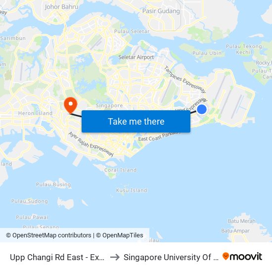 Upp Changi Rd East - Expo Halls 4/5/6 (96039) to Singapore University Of Social Sciences (Suss) map