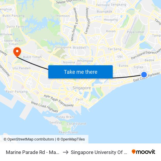 Marine Parade Rd - Mandarin Gdns (93029) to Singapore University Of Social Sciences (Suss) map