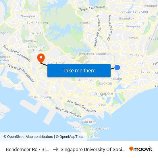 Bendemeer Rd - Blk 54 (60159) to Singapore University Of Social Sciences (Suss) map