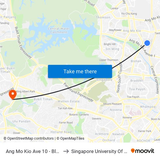 Ang Mo Kio Ave 10 - Blk 409 Mkt/Fc (54371) to Singapore University Of Social Sciences (Suss) map
