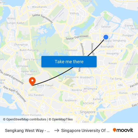 Sengkang West Way - Opp Blk 432a (67561) to Singapore University Of Social Sciences (Suss) map