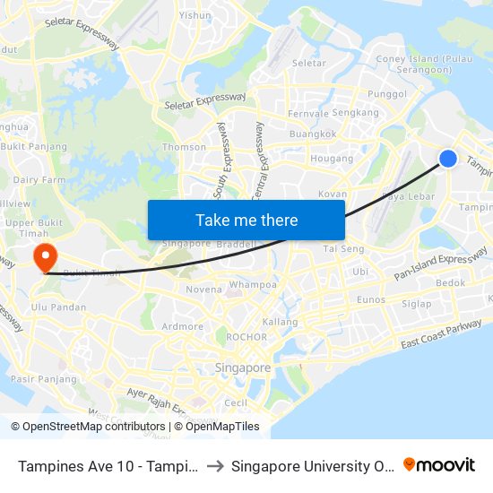 Tampines Ave 10 - Tampines Wafer Fab Pk (75351) to Singapore University Of Social Sciences (Suss) map