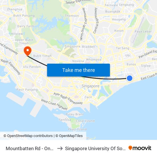 Mountbatten Rd - One Amber (92099) to Singapore University Of Social Sciences (Suss) map