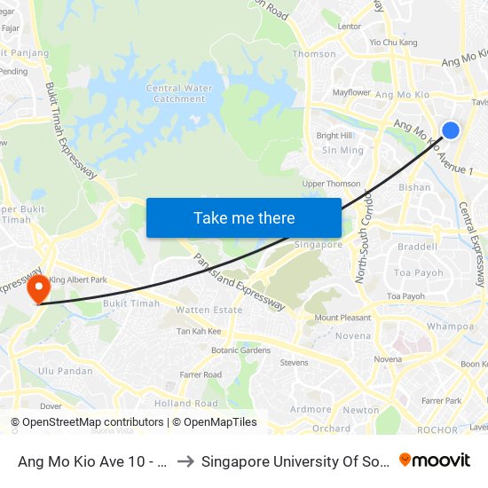 Ang Mo Kio Ave 10 - Blk 475 (54379) to Singapore University Of Social Sciences (Suss) map