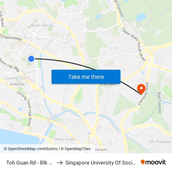 Toh Guan Rd - Blk 284 (28641) to Singapore University Of Social Sciences (Suss) map