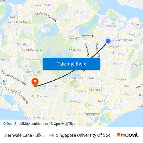 Fernvale Lane - Blk 403a (67281) to Singapore University Of Social Sciences (Suss) map