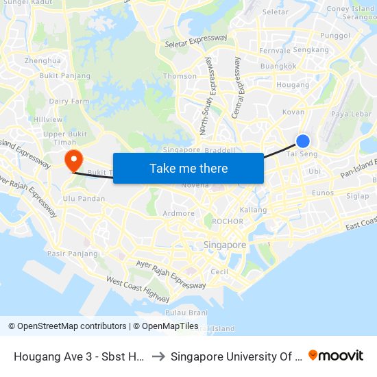 Hougang Ave 3 - Sbst Hougang Depot (62241) to Singapore University Of Social Sciences (Suss) map