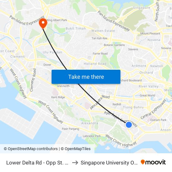 Lower Delta Rd - Opp St. Theresa's Convent (14039) to Singapore University Of Social Sciences (Suss) map