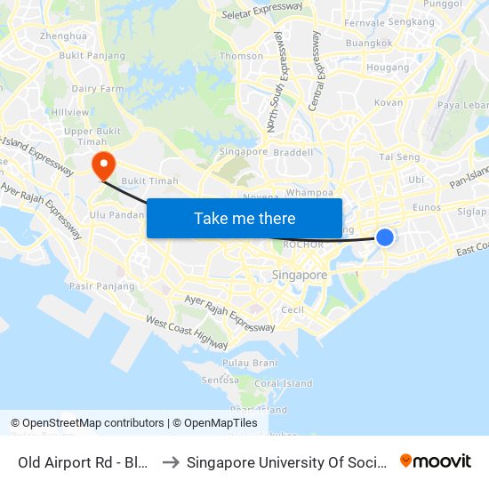 Old Airport Rd - Blk 39 (81171) to Singapore University Of Social Sciences (Suss) map