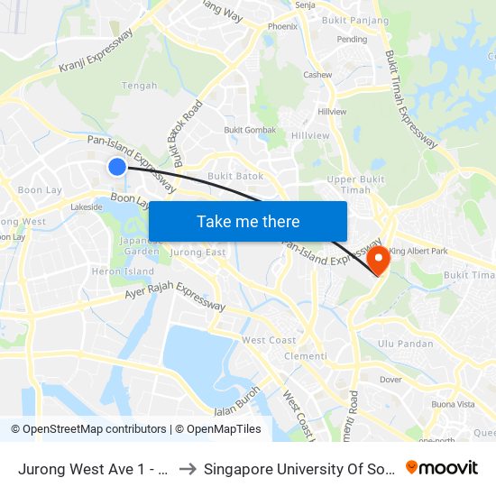 Jurong West Ave 1 - Blk 422 (28509) to Singapore University Of Social Sciences (Suss) map