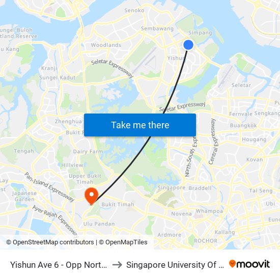 Yishun Ave 6 - Opp Northland Sec Sch (59191) to Singapore University Of Social Sciences (Suss) map