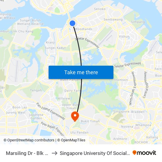 Marsiling Dr - Blk 32 (46141) to Singapore University Of Social Sciences (Suss) map