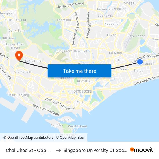 Chai Chee St - Opp Blk 53 (84569) to Singapore University Of Social Sciences (Suss) map