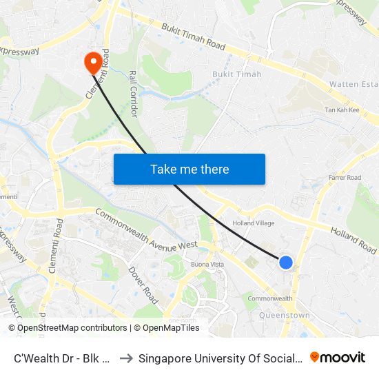 C'Wealth Dr - Blk 92 (11439) to Singapore University Of Social Sciences (Suss) map