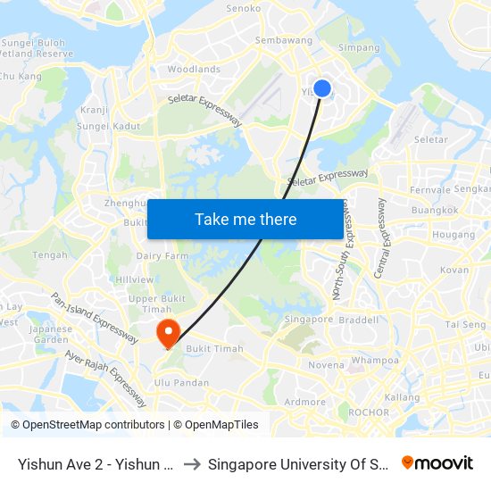 Yishun Ave 2 - Yishun Stn Exit E (59072) to Singapore University Of Social Sciences (Suss) map