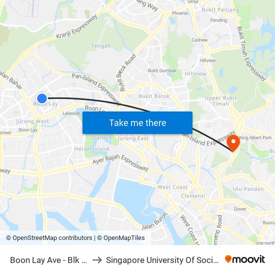Boon Lay Ave - Blk 185 (21429) to Singapore University Of Social Sciences (Suss) map