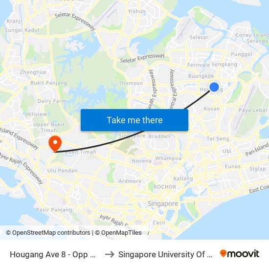 Hougang Ave 8 - Opp Montfort Sch (64351) to Singapore University Of Social Sciences (Suss) map
