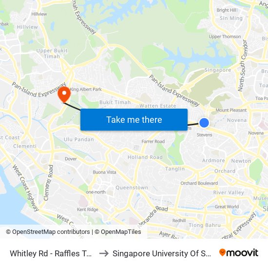 Whitley Rd - Raffles Town Club (40231) to Singapore University Of Social Sciences (Suss) map