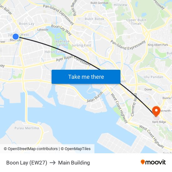 Boon Lay (EW27) to Main Building map