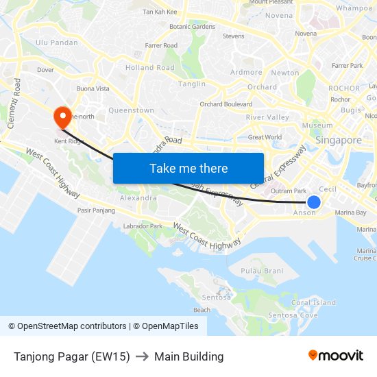 Tanjong Pagar (EW15) to Main Building map