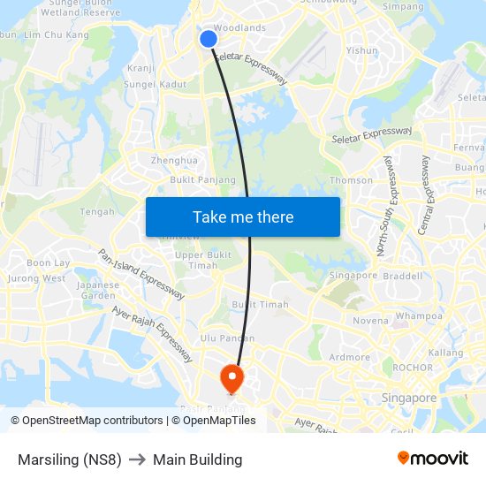 Marsiling (NS8) to Main Building map