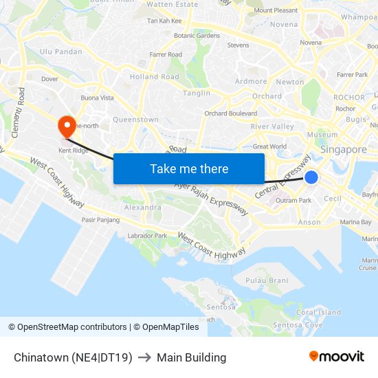 Chinatown (NE4|DT19) to Main Building map