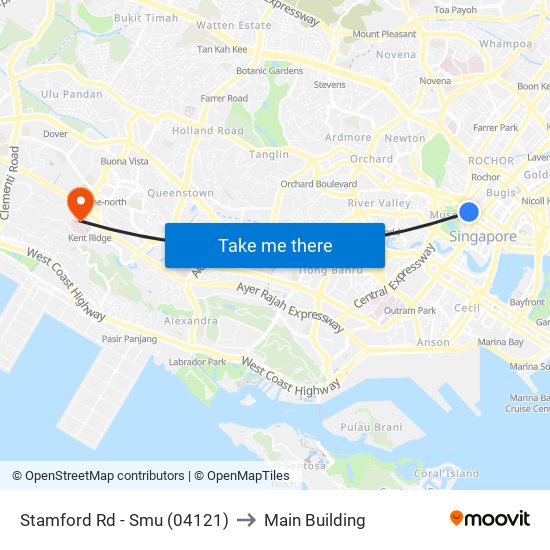 Stamford Rd - Smu (04121) to Main Building map