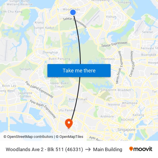 Woodlands Ave 2 - Blk 511 (46331) to Main Building map