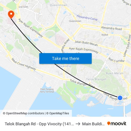 Telok Blangah Rd - Opp Vivocity (14119) to Main Building map