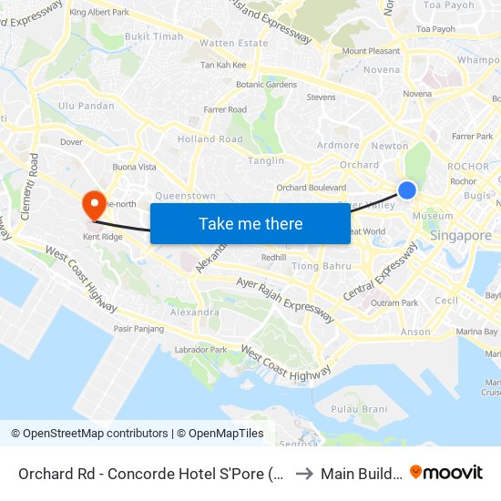 Orchard Rd - Concorde Hotel S'Pore (08138) to Main Building map