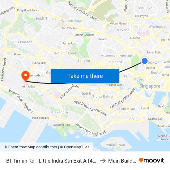 Bt Timah Rd - Little India Stn Exit A (40011) to Main Building map