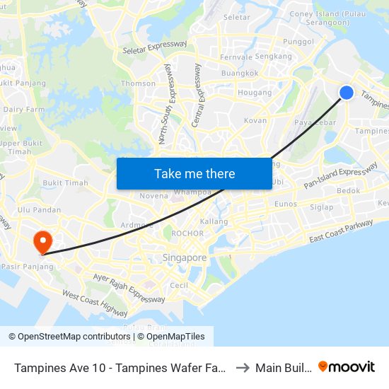 Tampines Ave 10 - Tampines Wafer Fab Pk (75351) to Main Building map