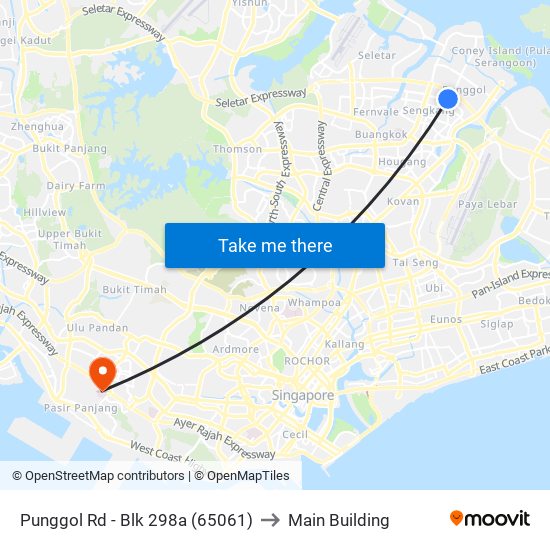 Punggol Rd - Blk 298a (65061) to Main Building map