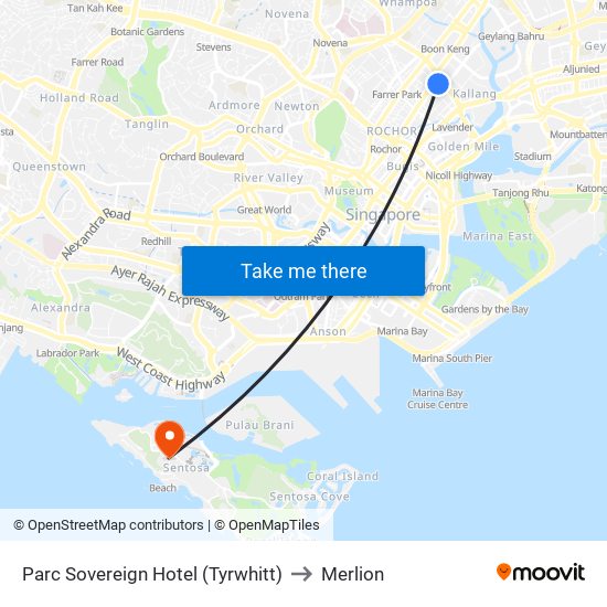 Parc Sovereign Hotel (Tyrwhitt) to Merlion map