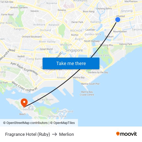 Fragrance Hotel (Ruby) to Merlion map