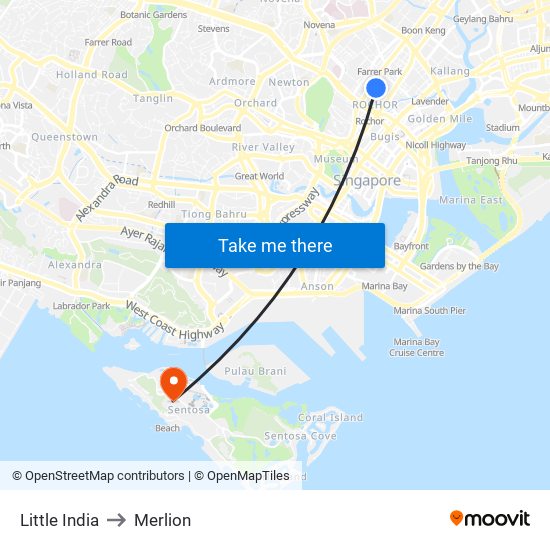 Little India to Merlion map