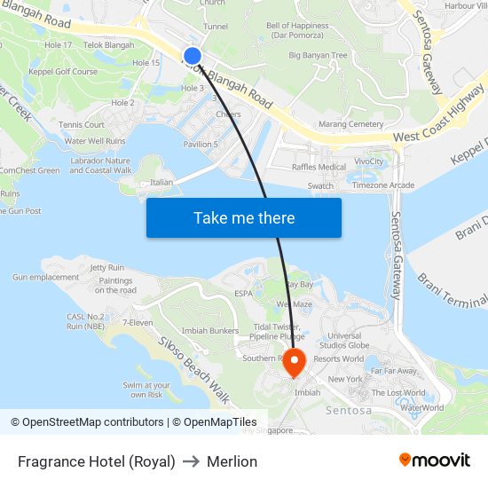 Fragrance Hotel (Royal) to Merlion map
