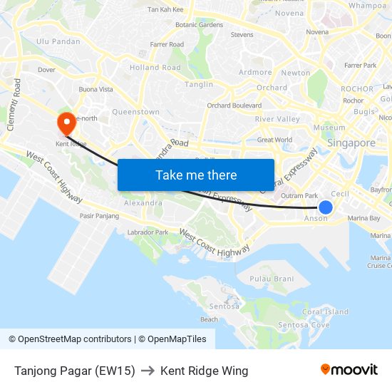 Tanjong Pagar (EW15) to Kent Ridge Wing map