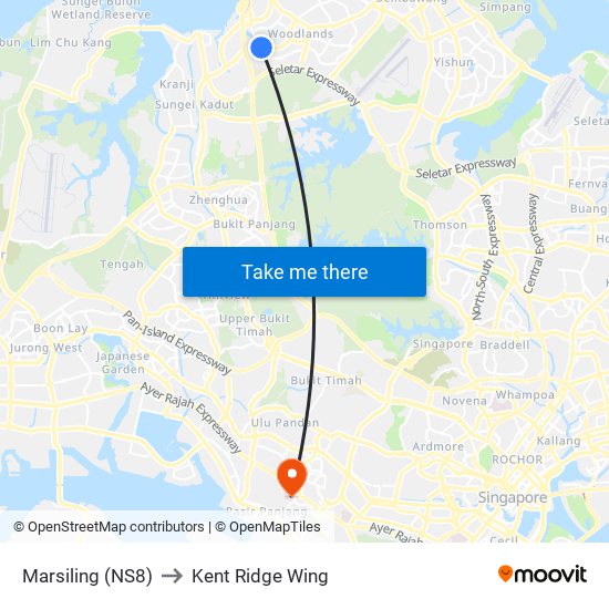 Marsiling (NS8) to Kent Ridge Wing map