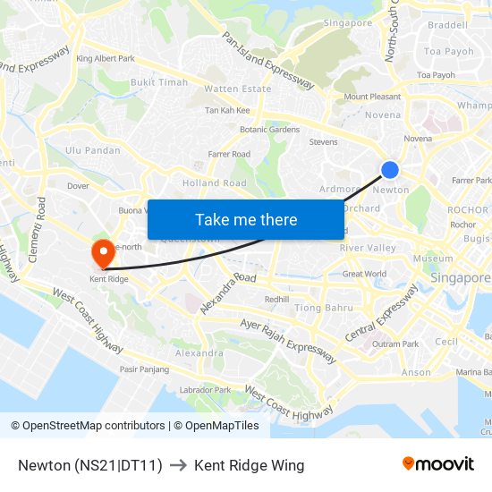 Newton (NS21|DT11) to Kent Ridge Wing map
