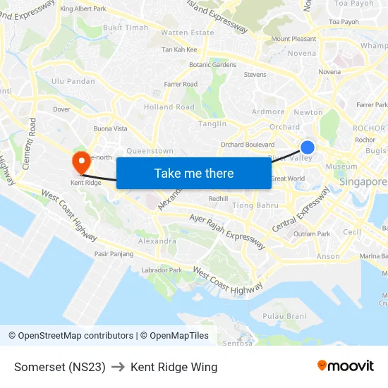 Somerset (NS23) to Kent Ridge Wing map