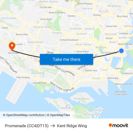 Promenade (CC4|DT15) to Kent Ridge Wing map