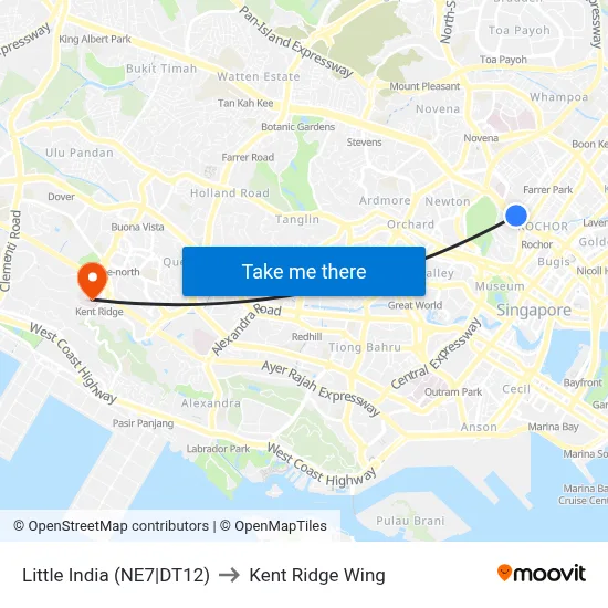 Little India (NE7|DT12) to Kent Ridge Wing map