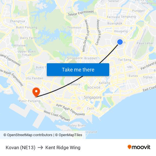 Kovan (NE13) to Kent Ridge Wing map