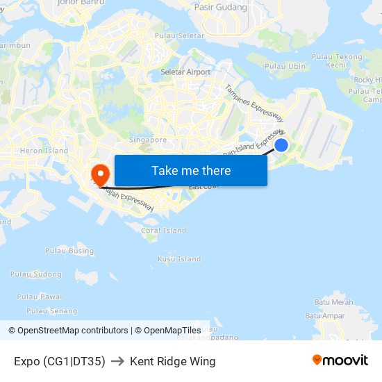 Expo (CG1|DT35) to Kent Ridge Wing map