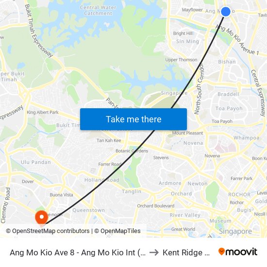 Ang Mo Kio Ave 8 - Ang Mo Kio Int (54009) to Kent Ridge Wing map