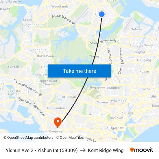 Yishun Ave 2 - Yishun Int (59009) to Kent Ridge Wing map