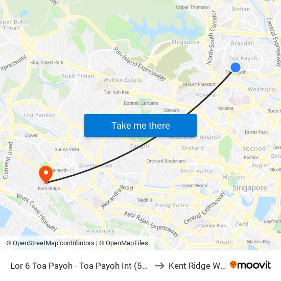 Lor 6 Toa Payoh - Toa Payoh Int (52009) to Kent Ridge Wing map