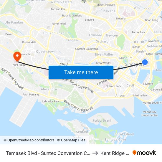 Temasek Blvd - Suntec Convention Ctr (02151) to Kent Ridge Wing map